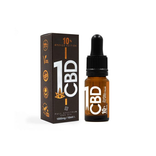 1CBD 10% Pure Hemp 1000mg CBD Oil Bronze Edition 10ml