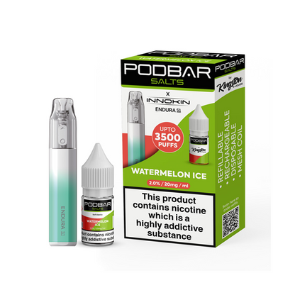 10mg Podbar Salts by Kingston x Innokin Endura S1 Disposable Vape Kit 3500 Puffs